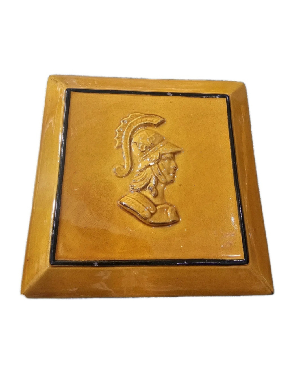 Vintage Mid Century Italian Ceramic Lidded Trinket Box | Soldier Decor | Brown |